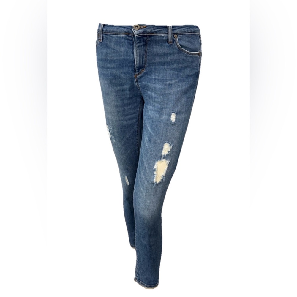 Please Denim Blue Distressed Skinny Jeans Heart Pocket Made in Italy Size M
